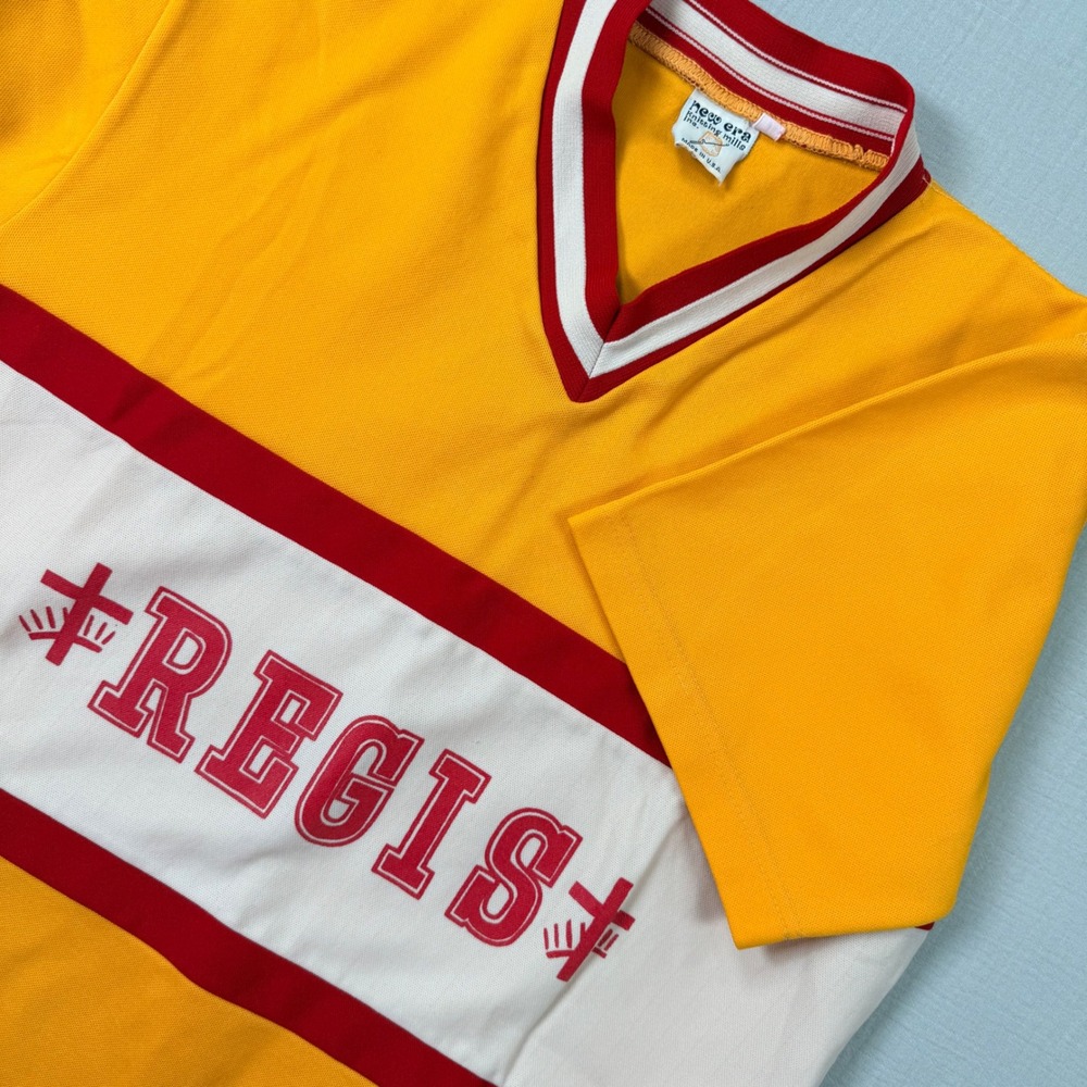 VTG 1960s New Era Knitting Mills Regis Jesuit Basketball Jersey Men Large Yellow